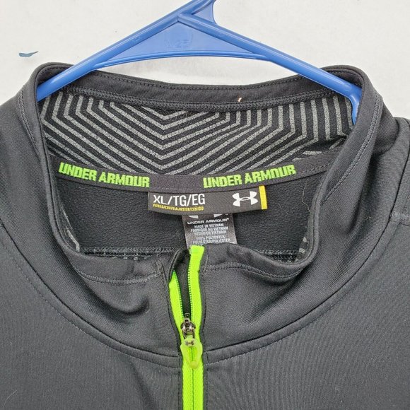 UNDER ARMOUR Shirt Men's Long Sleeve Quarter Zip High Neck Pullover Black XL - Picture 8 of 12